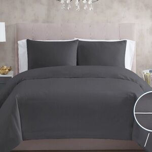 Christian Siriano NY 3 Piece Full/Queen Duvet Set-Dark Gray